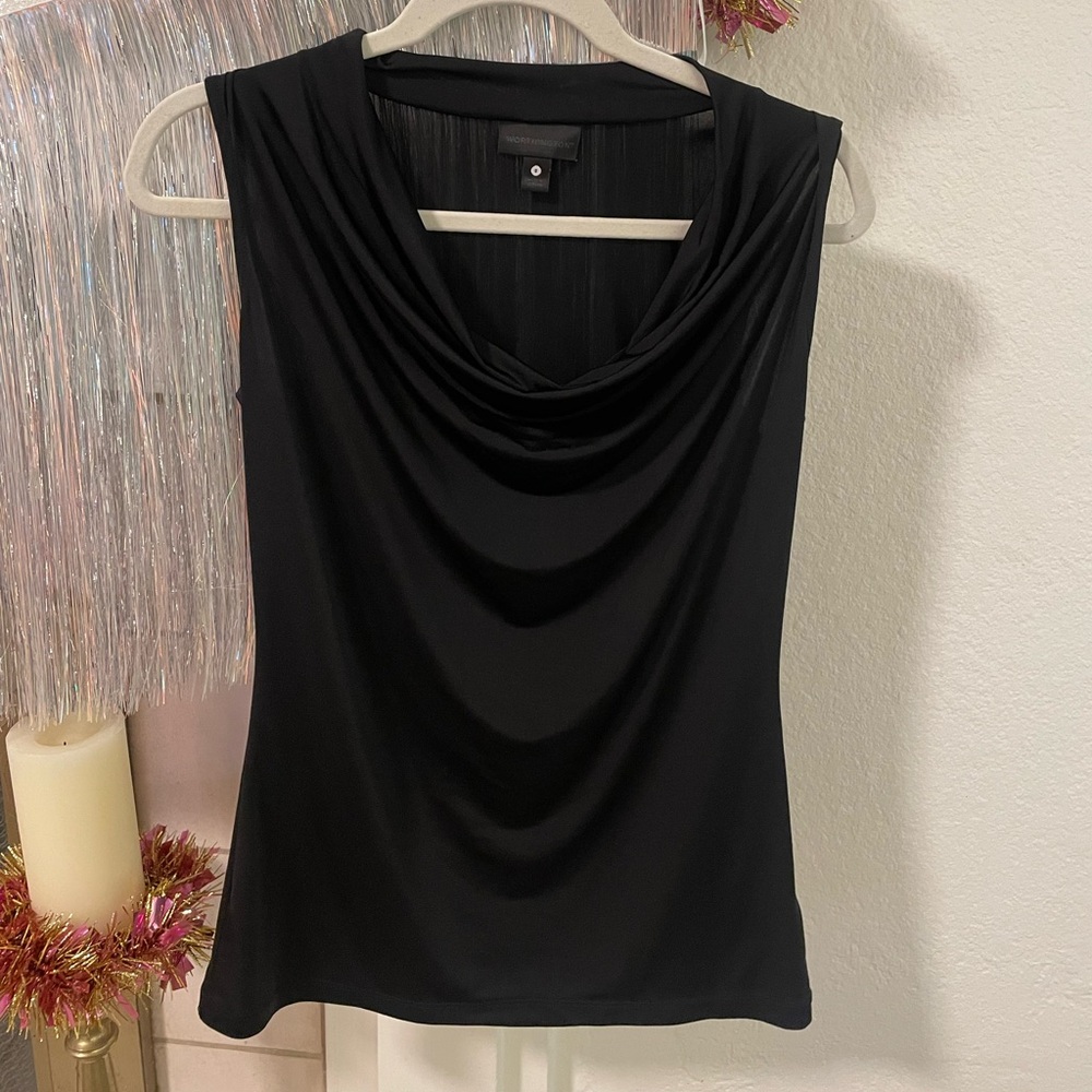 Elegant Black Cowl Neck Top Size Small